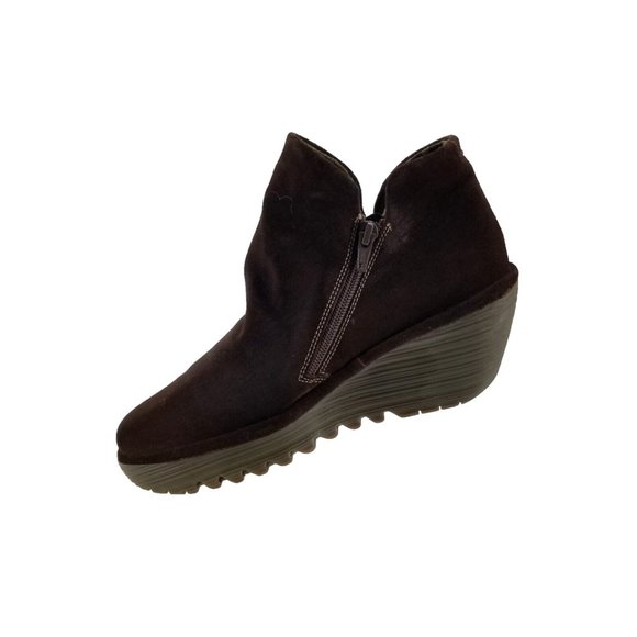 Fly London Boots Womens 38 Yip Ankle Booties Wedge Side Zipper F500505001 Brown - Picture 5 of 16